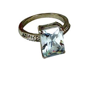 Sterling Silver 925 CZ Engagement Ring Style Size 10 Princess Cut Solitaire Spar